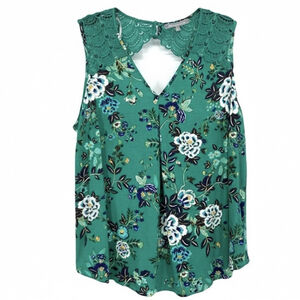 Daniel Rainn Green Floral Lace Tunic Tank Top Plus Size 3X